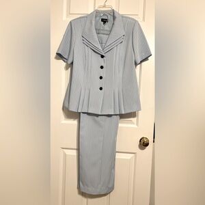 T. Milano Light Blue Pinstripe Women's Two-Piece Pantsuit